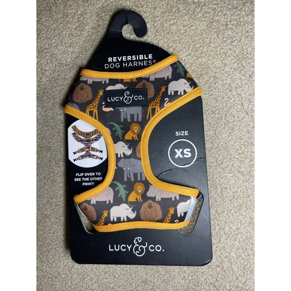 Lucy & Co Reversible Dog Harness XS Extra Small Safari Animal Print Neoprene NEW